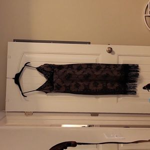 Nicole Miller, Slip Dress, Black Lace (Over Nude), Size Small